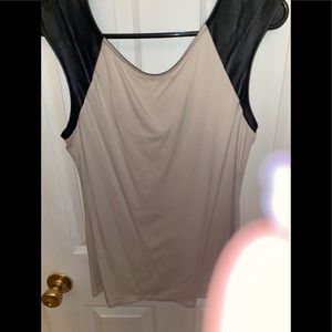 Cream with Black faux leather shoulder straps. New